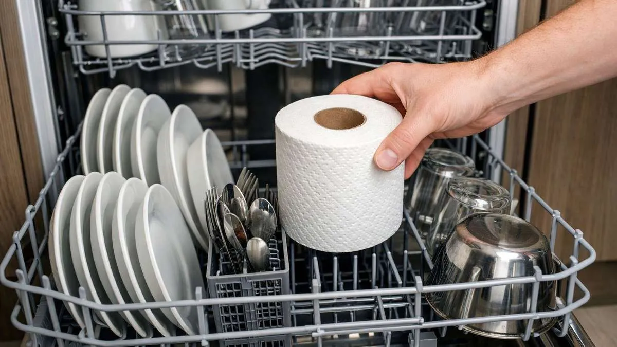 Warum man eine Rolle Toilettenpapier in die Spülmaschine legen sollte